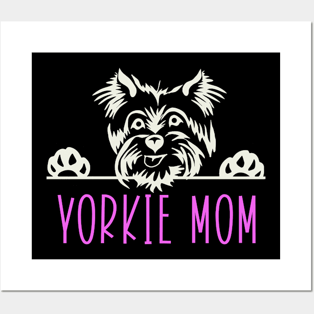 Yorkie Mom with Yorkshire Terrier Dog Wall Art by tropicalteesshop